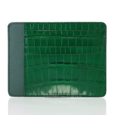 slim card holder green alligator leather goods