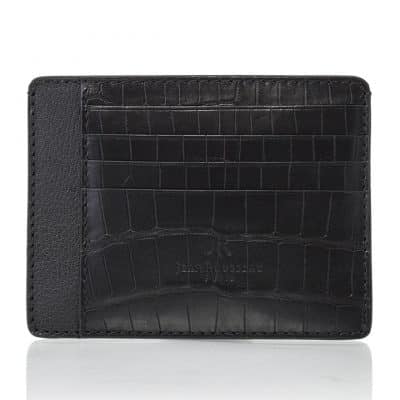 Porte carte cuir homme essentiel noir alligator brillant