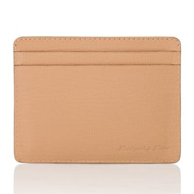 leather goods slim card holder calf beige