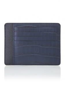 CNI cardholder dark blue semi matte alligator