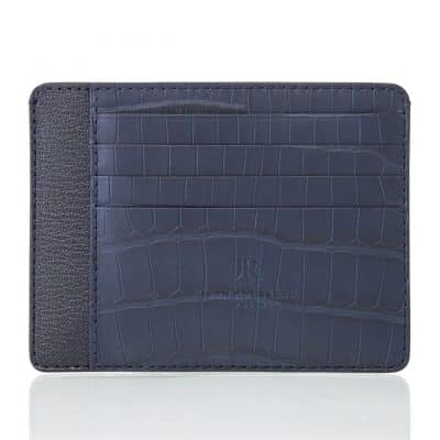 leather goods slim card holder alligator semi matte blue