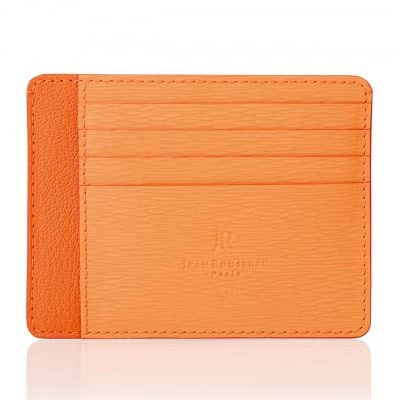 leather goods slim card holder calf orange