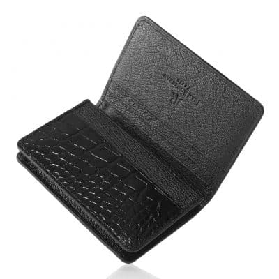 Business cardholder black shiny alligator