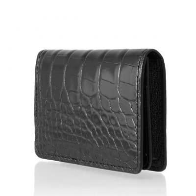 Business cardholder black shiny alligator