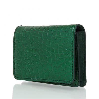 leather goods business cardholder alligator shiny green