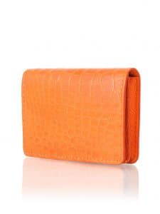 Porte-cartes de visite alligator brillant orange