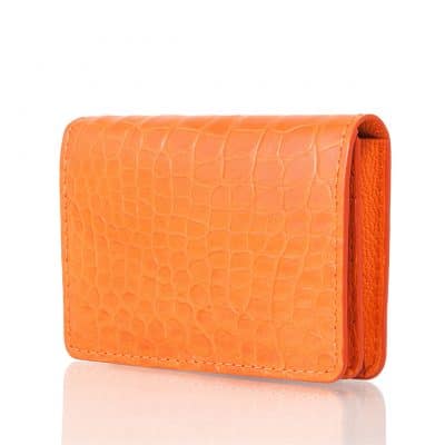 porte carte business alligator orange semi mat