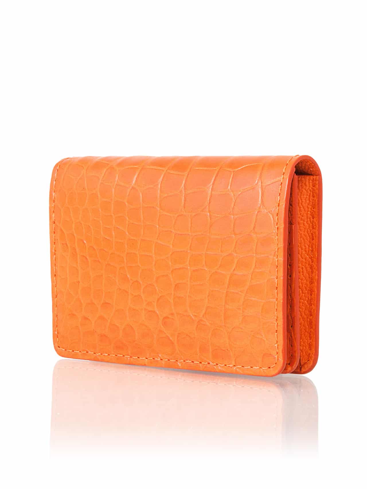 Business cardholder orange shiny alligator Maison Jean Rousseau