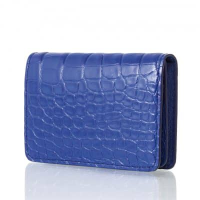 leather goods business cardholder alligator shiny blue