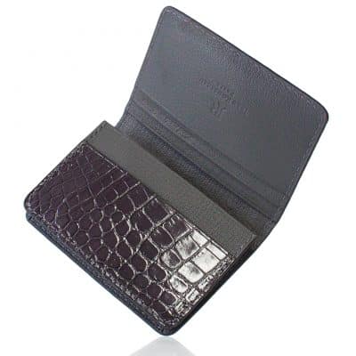 leather goods business cardholder alligator semi matte purple