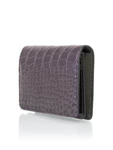 Business cardholder enamel grey shiny alligator