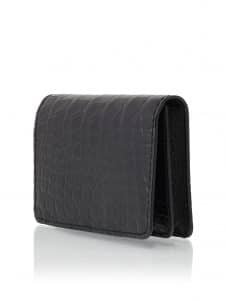 Business cardholder black semi matte alligator