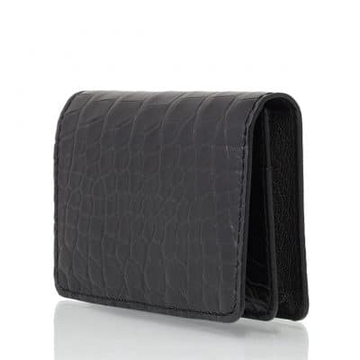 leather goods business cardholder alligator semi matte grey