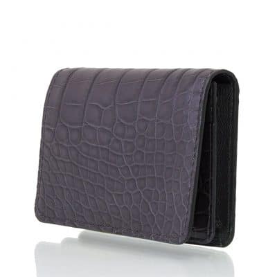 leather goods business cardholder alligator semi matte grey