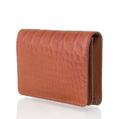 leather goods business cardholder alligator semi matte brown