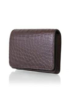 Business cardholder coffee semi matte alligator