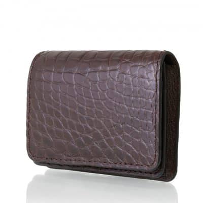 leather goods business cardholder alligator semi matte brown