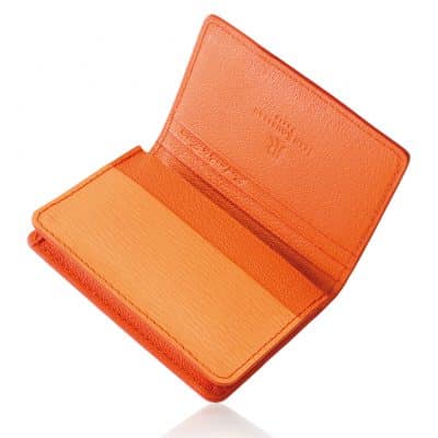 porte carte business veau lisse orange