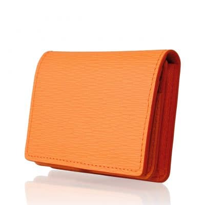 porte carte business veau lisse orange