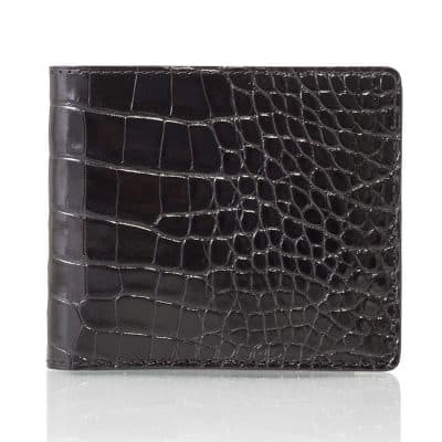 leather goods wallet cards alligator shiny black