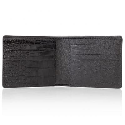“Pocket” wallet black shiny alligator
