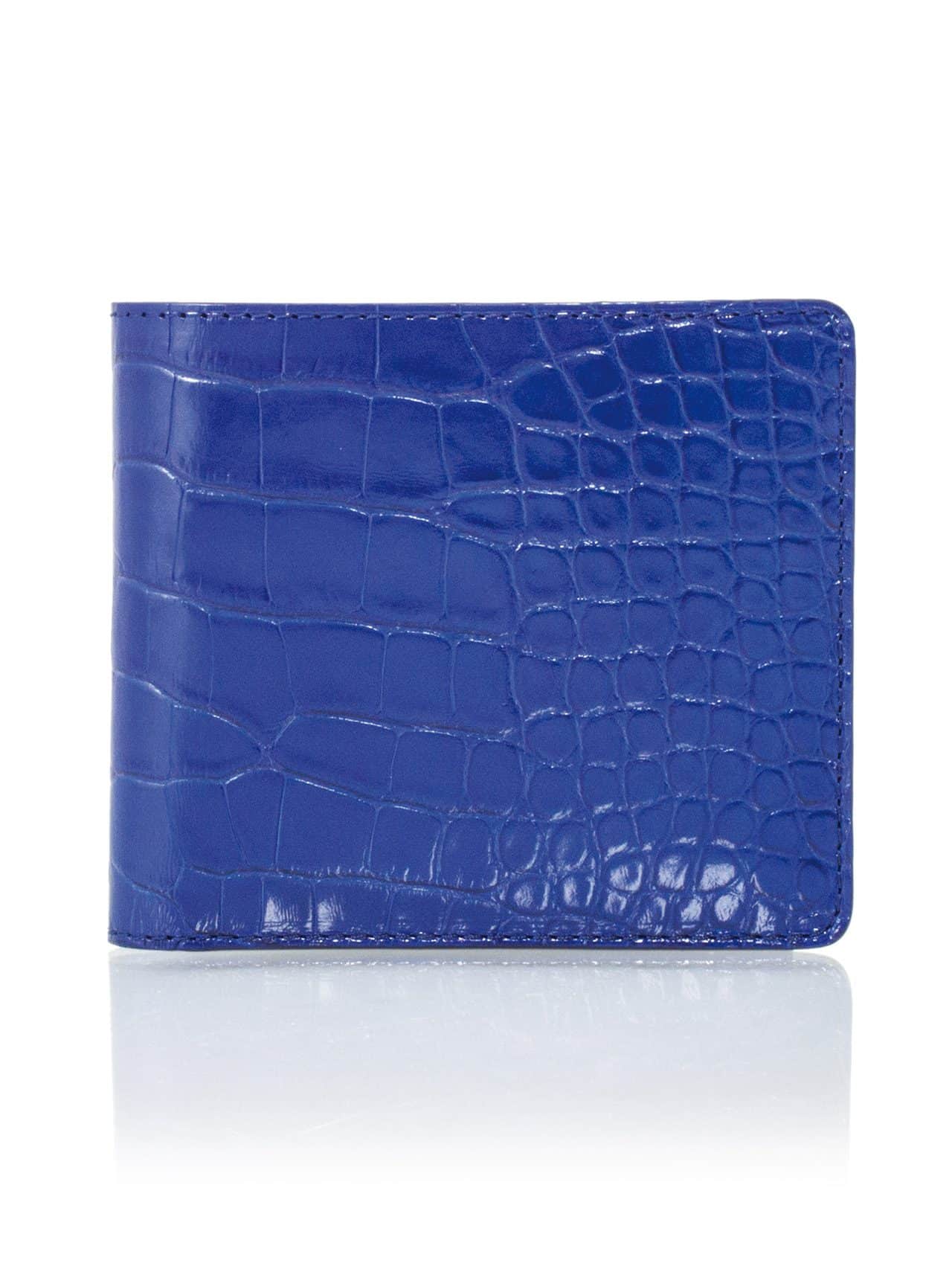 Bags & Purses Wallets & Money Clips Wallets Made in USA gator wallet Bifold Alligator wallet with blue-steel color thread 