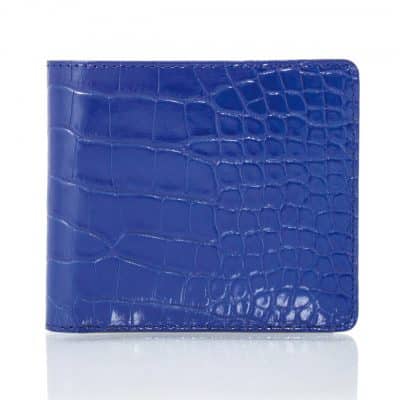 leather goods wallet cards alligator shiny blue