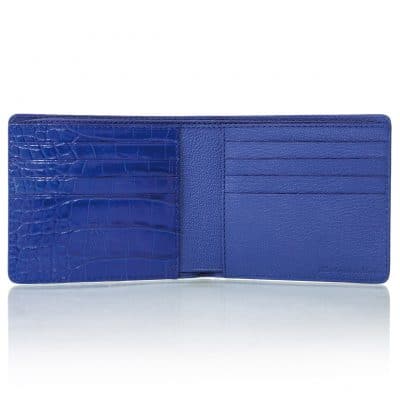 Portefeuille « Pocket » alligator brillant bleu électrique