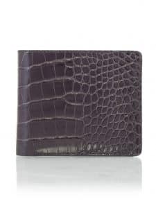 "Pocket" wallet enamel grey shiny alligator
