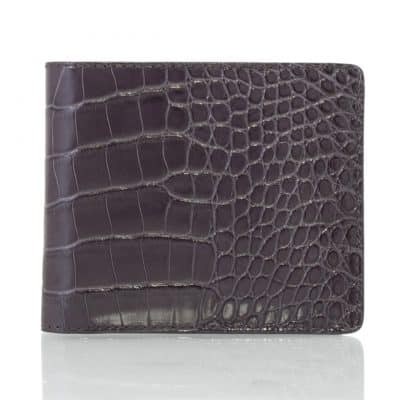 “Pocket” wallet enamel grey shiny alligator