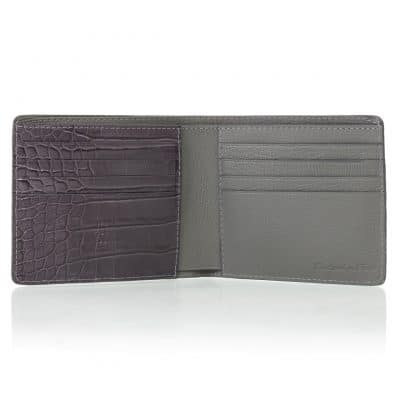 leather goods wallet cards alligator semi matte grey