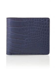 Money Clip Wallet dark blue semi matte alligator