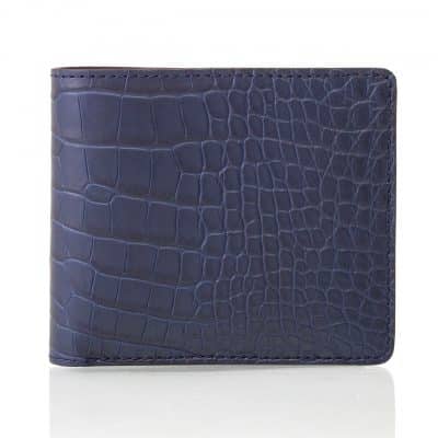 portefeuille cuir homme alligator bleu semi matte