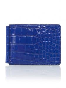 Money clip wallet blue shiny alligator