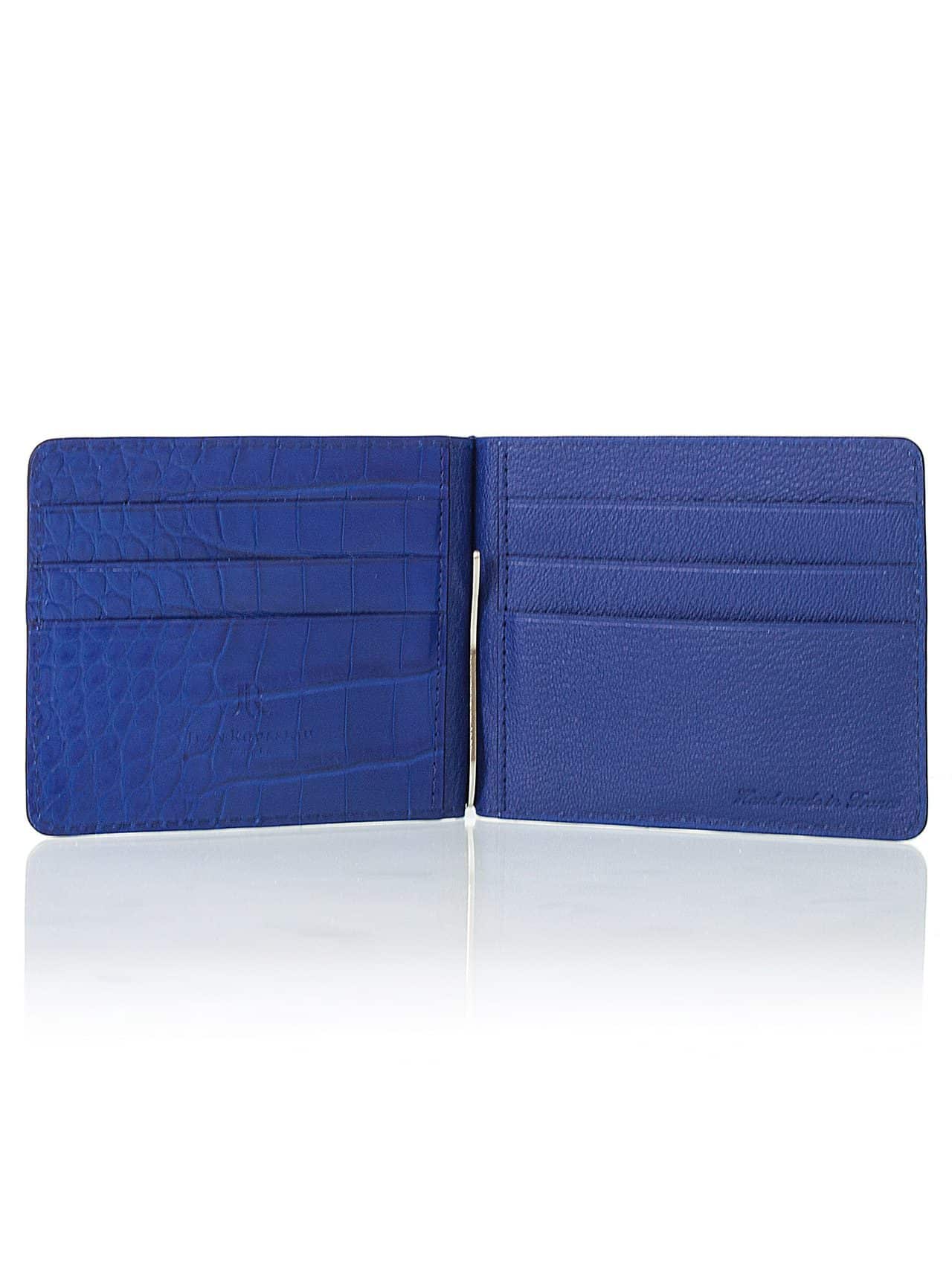 Money Clip Wallet & Card Holder - 8 Cards - Royal Blue - Granulated Leather