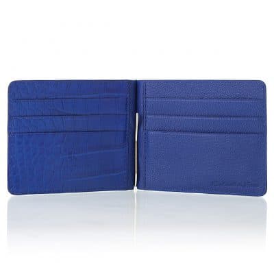 leather goods money clip alligator semi matte blue