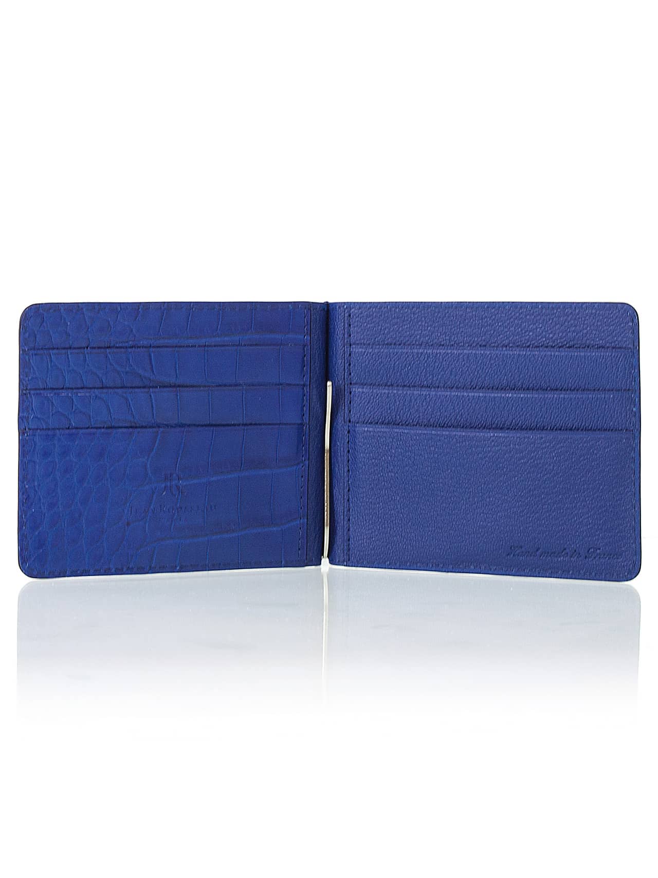 Money Clip Wallet blue shiny alligator - Maison Jean Rousseau