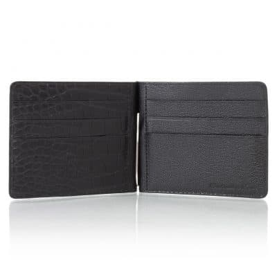 clip à billet cuir homme alligator noir semi matte