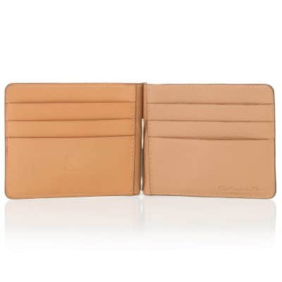 leather goods money clip calf semi matte beige