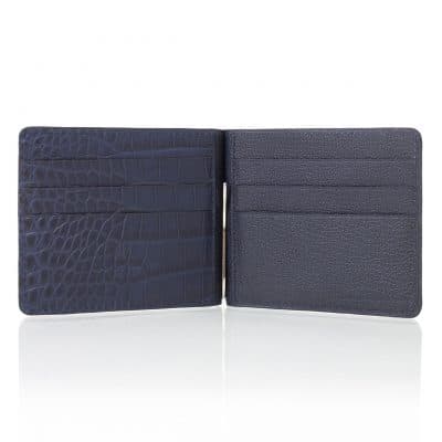 leather goods money clip alligator semi matte blue