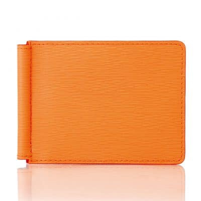 leather goods money clip calf semi matte orange