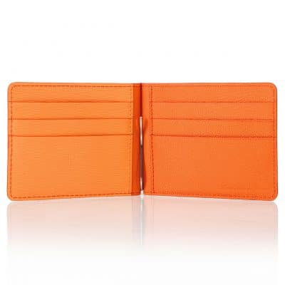 leather goods money clip calf semi matte orange