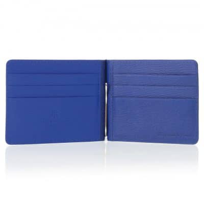 portefeuille cuir homme veau bleu lisse