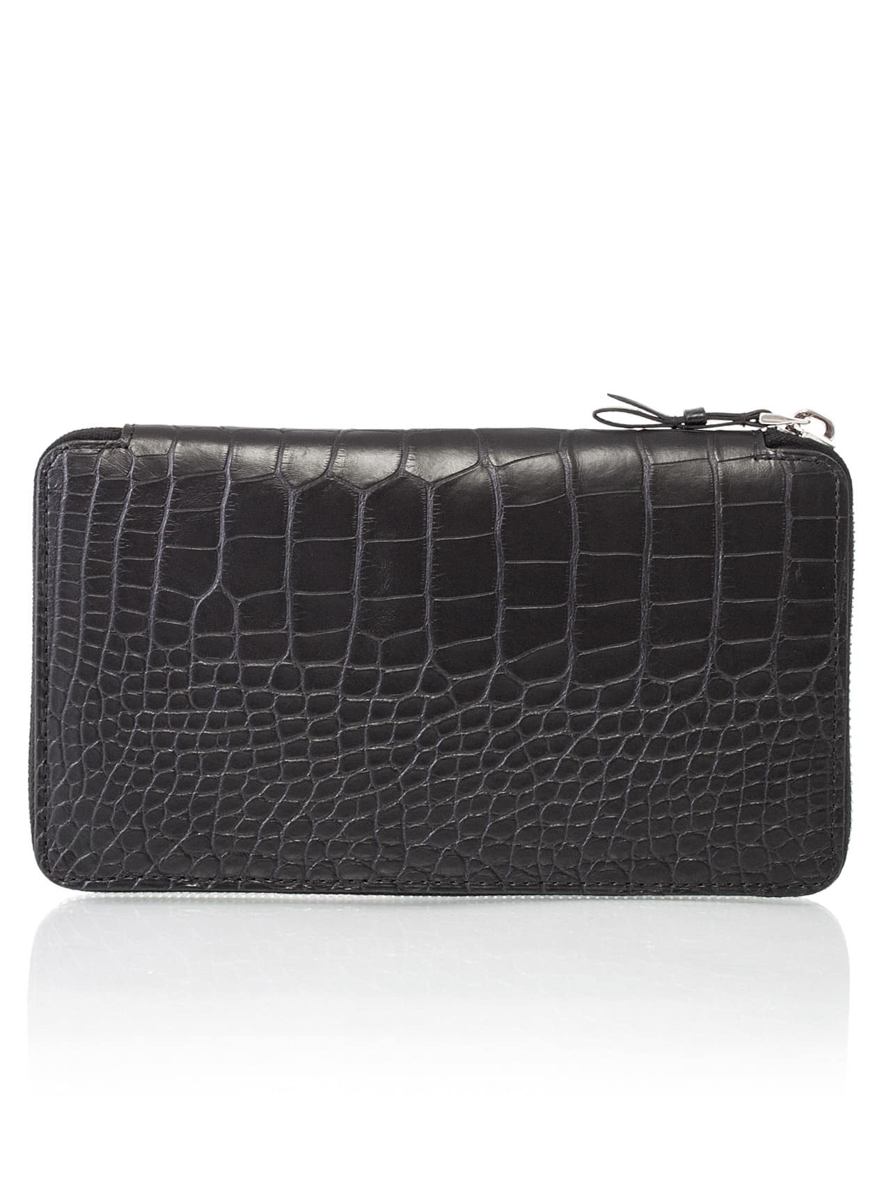 Embossed Zipped Wallet Black