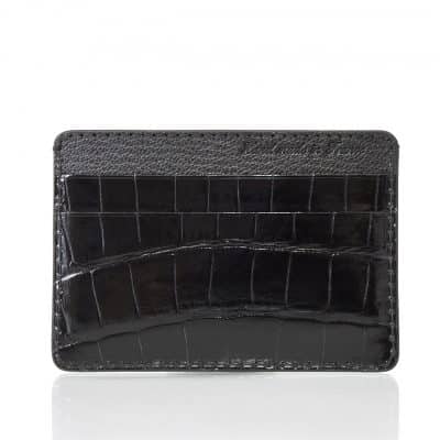 Porte carte cuir homme essentiel alligator brillant noir