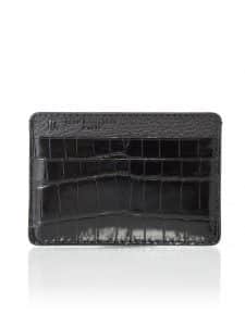 Porte-cartes "Essentiel" alligator brillant noir