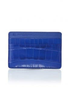 "Essentiel" slim cardholder blue shiny alligator