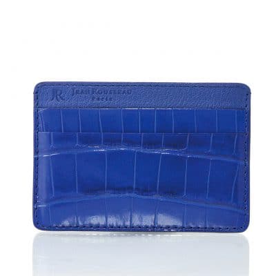 Porte carte cuir homme essentiel bleu alligator brillant