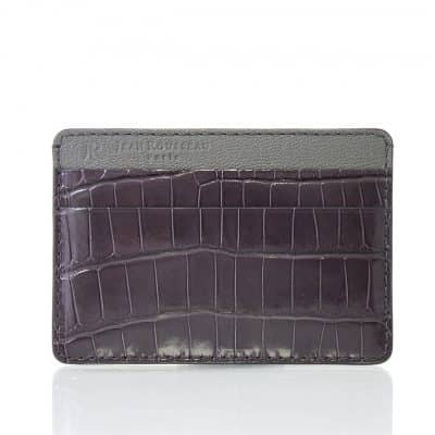 leather goods slim card holder alligator shiny purple