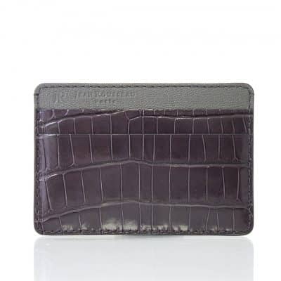 Porte carte cuir homme essentiel gris alligator brillant